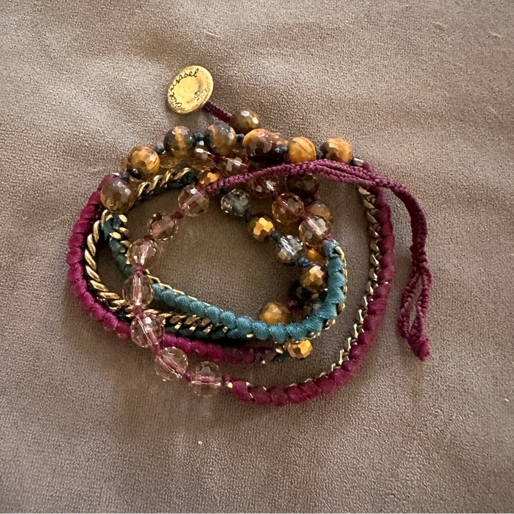 Chloe + Isabel Gold Teal Purple Layered Stack Wrap Festival Boho Bracelet Indy